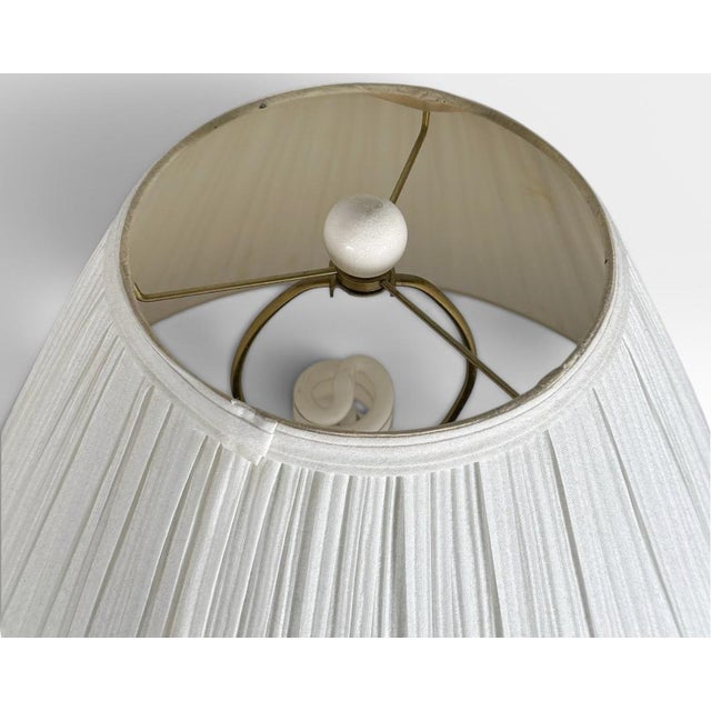Metal Vintage Neoclassical White Glazed Ceramic Urn Lamps - A Pair For Sale - Image 7 of 11