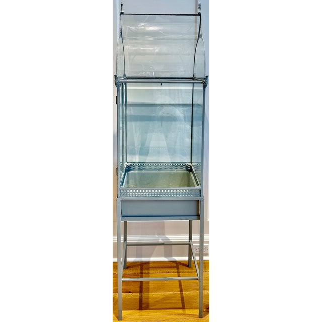 Metal Painted Metal & Glass Terrarium on Stand With Curved Roof For Sale - Image 7 of 13