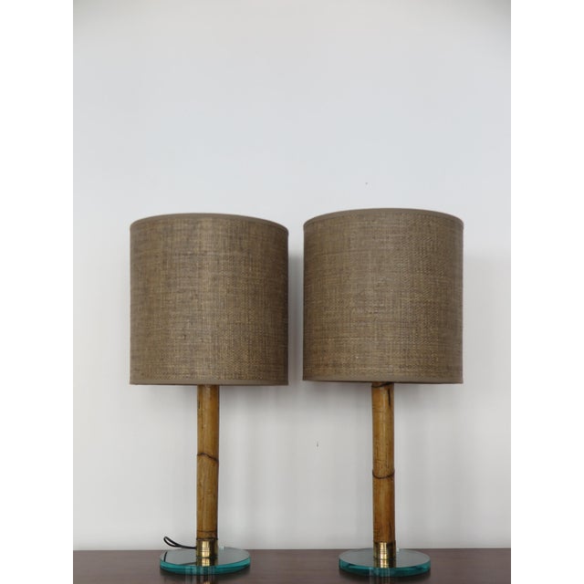 Bamboo and Glass Lampshades, Italy, 1980s, Set of 2 For Sale - Image 11 of 11