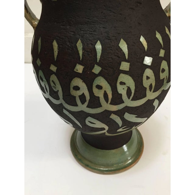 Moroccan Ceramic Vases With Moorish Calligraphy Handcrafted in Fez, a Pair For Sale In Palm Springs - Image 6 of 10