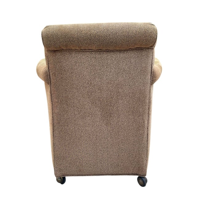 Late 20th Century Vintage English Rolled Arm Club Chairs With Brass Shepherd Casters | Set of 4 For Sale - Image 5 of 12