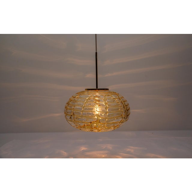 Yellow Yellow Oval Murano Glass Ball Pendant Lamp by Doria Leuchten, Germany, 1960s For Sale - Image 8 of 11