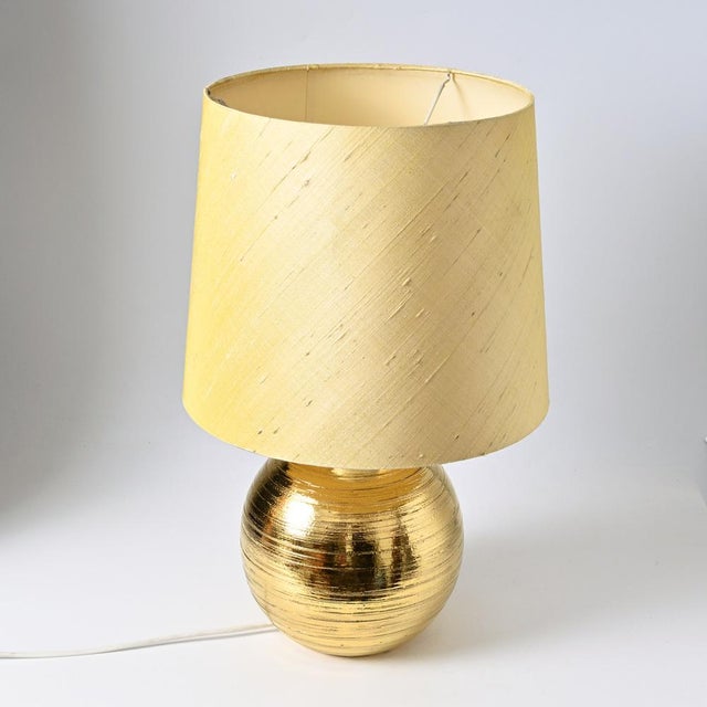 Ball-Shaped Gold Ceramic Table Lamp by Aldo Londi for Bitossi, 1970s For Sale - Image 9 of 12