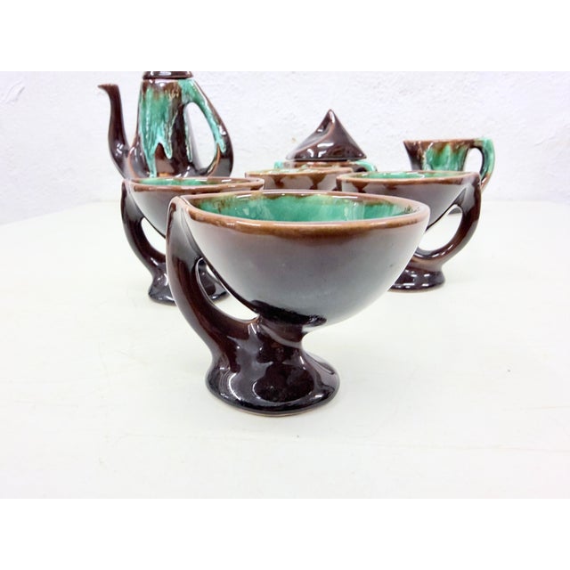 Studio Ceramic Tea Service from Vallauris, France, 1950s, Set of 7 For Sale - Image 15 of 17