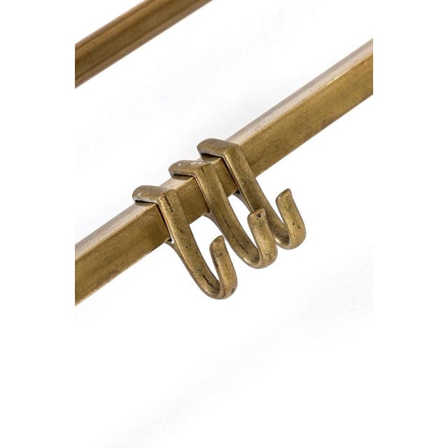 Long Brass Luggage Rack with Hooks For Sale - Image 6 of 11