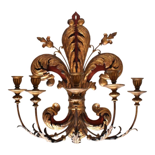 Antique Italian Fleur De Lys Wall Candle Sconce For Sale