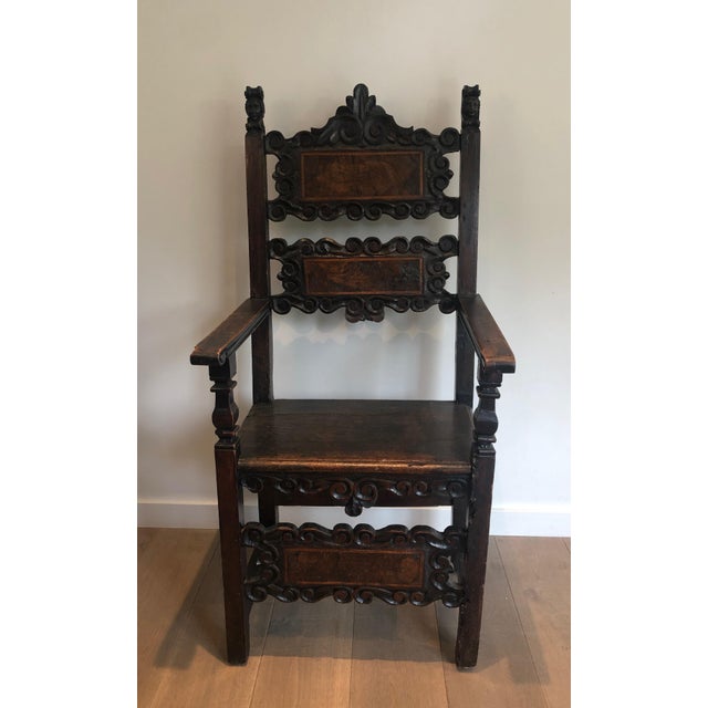 17th Century Set of an Italian Renaissance walnut armchair and pair of chairs For Sale - Image 4 of 12