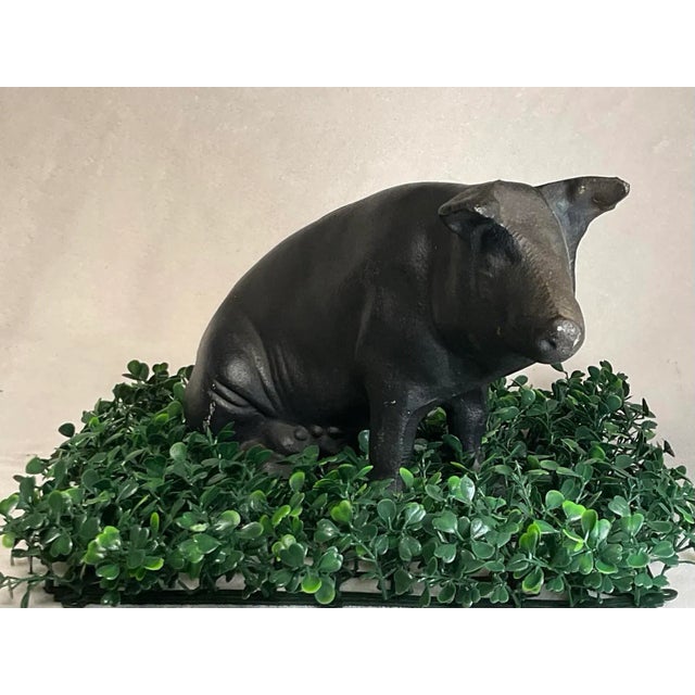 Large Vintage Antique 19th Century Black Cast Iron Piggy Bank Money Box Animal Sculpture- 1800s For Sale - Image 12 of 12