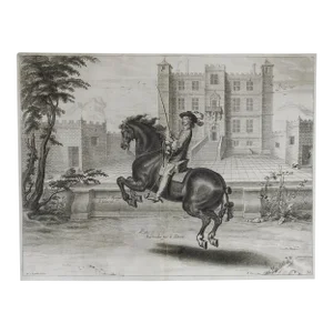 1658 Equestrian Engraving Horse and Rider Dressage Movement
