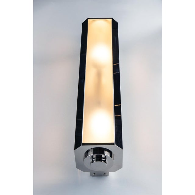 Not Yet Made - Made To Order Art Deco Geometric Nickel-Plated Brass and Clear Frosted Factory Glass Sconce by ZAVADSKI For Sale - Image 5 of 5