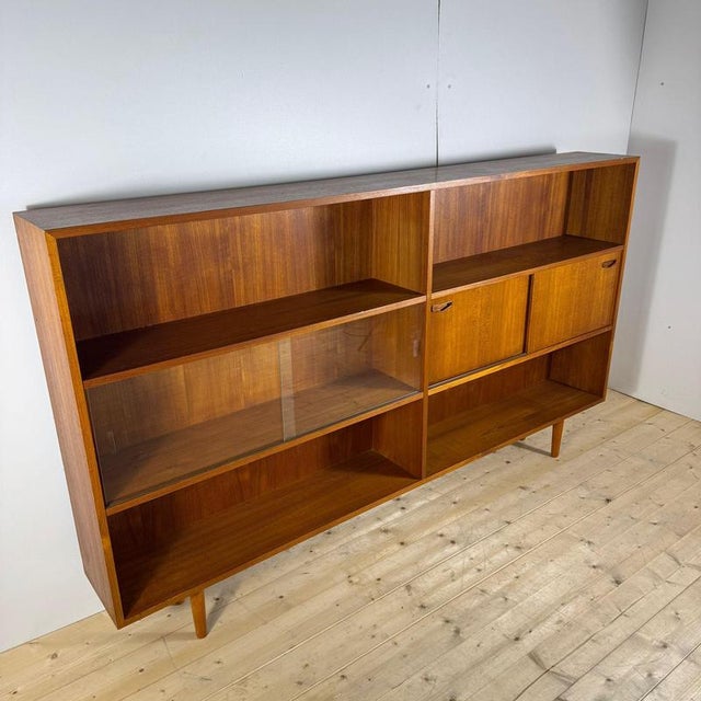 Vintage Teak Bookcase with Glass Doors from Clausen & Son, 1960s For Sale - Image 5 of 9