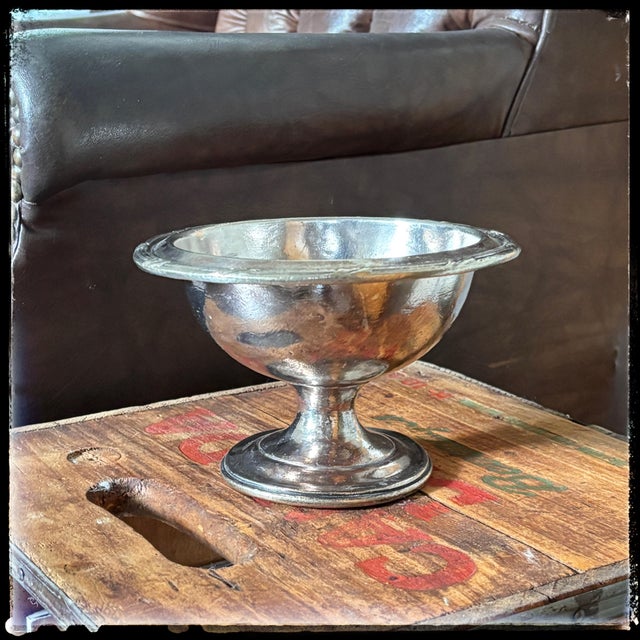 Mid-Century Modern Vintage SilverPlate Pedestal Bowl Las Vegas Dunes Hotel For Sale - Image 3 of 10