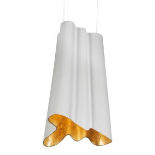 Lunar Suspension Pendant, Tall in White & Gold For Sale