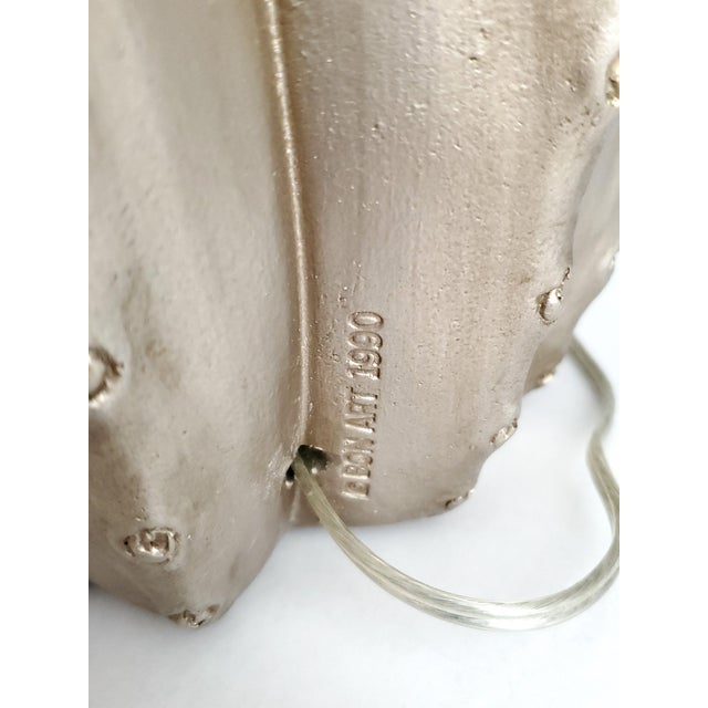 Late 20th Century Large Silver Painted Plaster Cactus Table Lamps - A Pair For Sale - Image 9 of 11