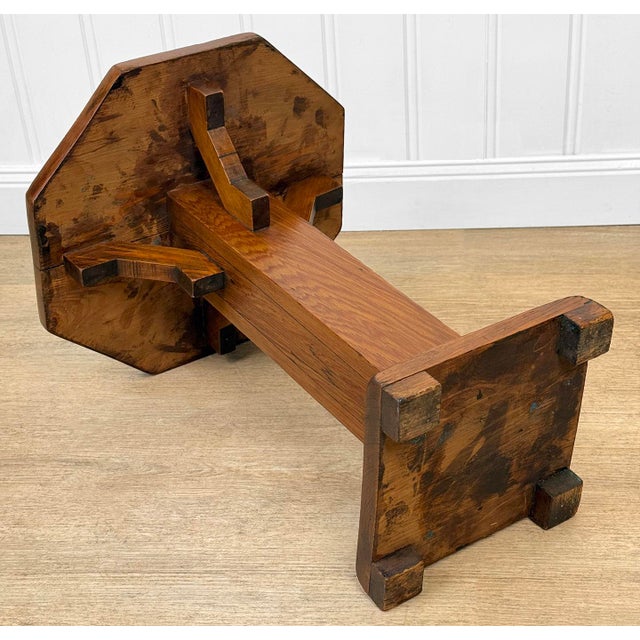 Wood Antique Arts & Crafts Octagonal Plant Stand Pedestal Table For Sale - Image 7 of 7