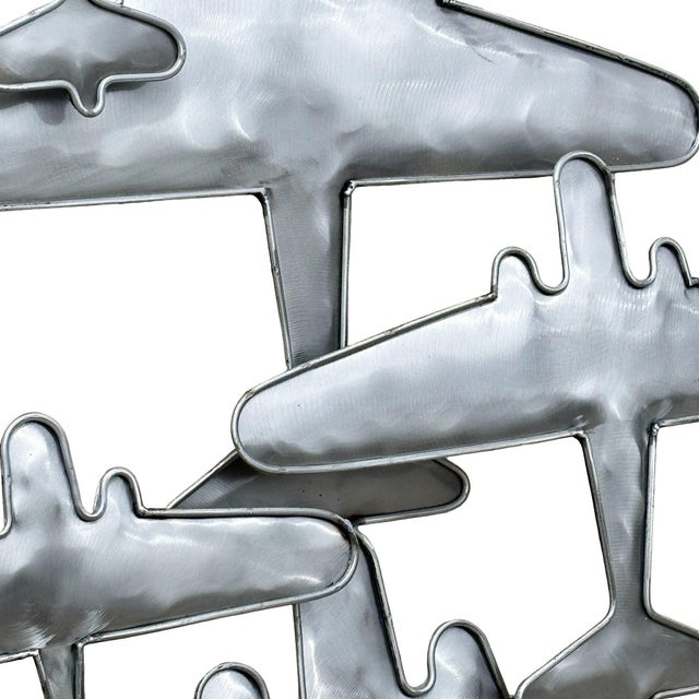 Metal Postmodern Brush Steel Airplane Fighter Plane Wall Sculpture by Artisan House For Sale - Image 7 of 11