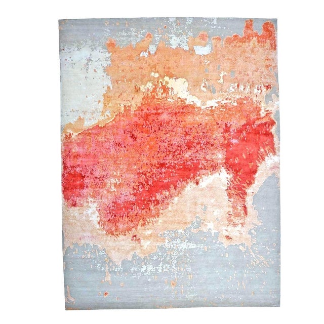 Condition: New Origin: India - Nepal Design: Modern Actual size: 9'2" x 12'2" Thickness: 3/8" Colors: Light Grey, Orange,...