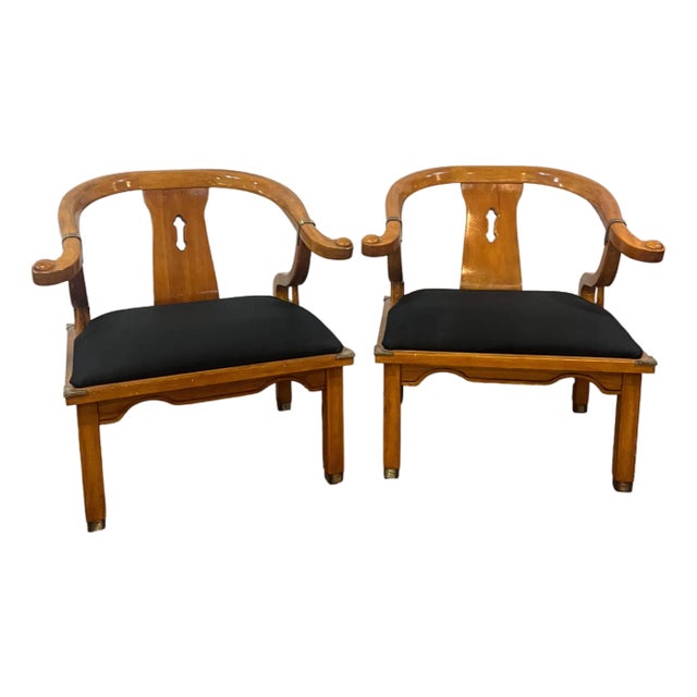 James Mont Style MCM Horseshoe Club Chairs Set of 2 For Sale
