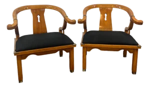 James Mont Style MCM Horseshoe Club Chairs Set of 2