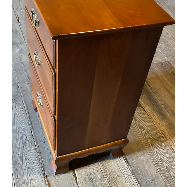 Stickley Solid Cherry Three-Drawer Nightstand or Bedside Chest With Brass Hardware For Sale - Image 9 of 10