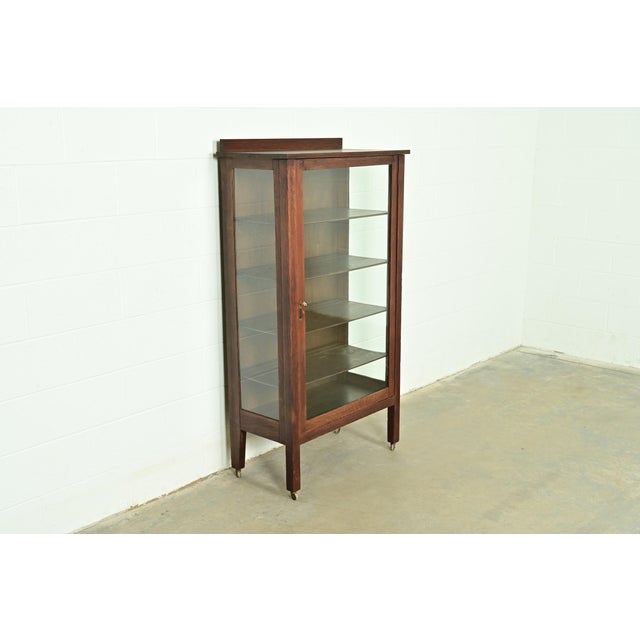 Limbert Style Antique Mission Oak Arts & Crafts Bookcase or China Cabinet, Circa 1910 For Sale - Image 10 of 10
