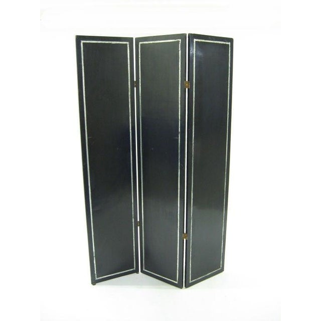 Paint Dramatic Gilded Silver and Black Lacquer Folding Screen For Sale - Image 7 of 9