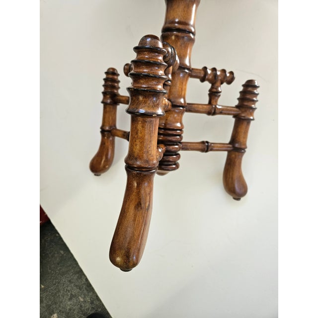 Victorian Vintage Honey Colored Faux Bamboo Turned Occasionsl Table With Octagonal Top For Sale - Image 3 of 5