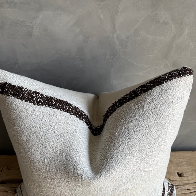 Vintage Rug Pillow Cover With Stripes For Sale - Image 4 of 8