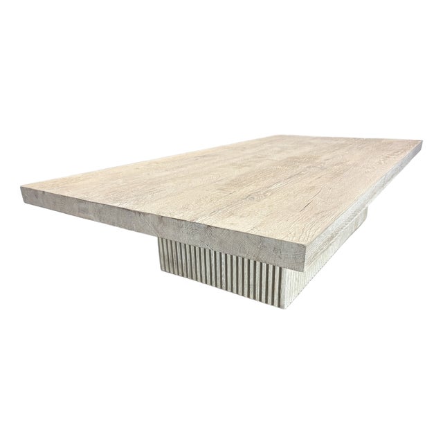 Rh Reclaimed Oak Reeded Plinth Rectangular Coffee Table – 64" For Sale