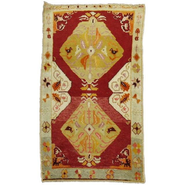 A scatter size vintage Turkish Oushak rug, circa mid-20th century. 2'5'' x 4'