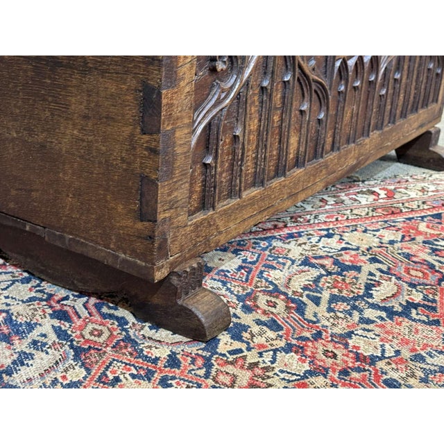 18th Century Oak Chest with Gothic Decoration For Sale - Image 6 of 18