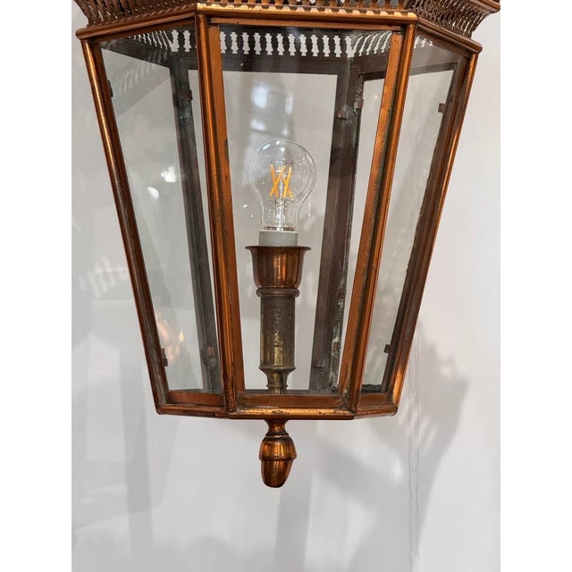 19th Century 19th Century Italian Brass and Copper Wall Lantern With Beveled Glass Panels For Sale - Image 5 of 7