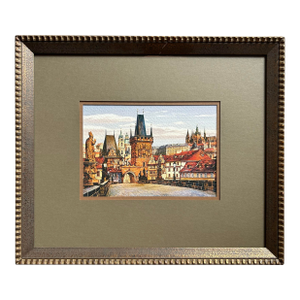 Vintage Watercolor of the Charles Bridge in Prague
