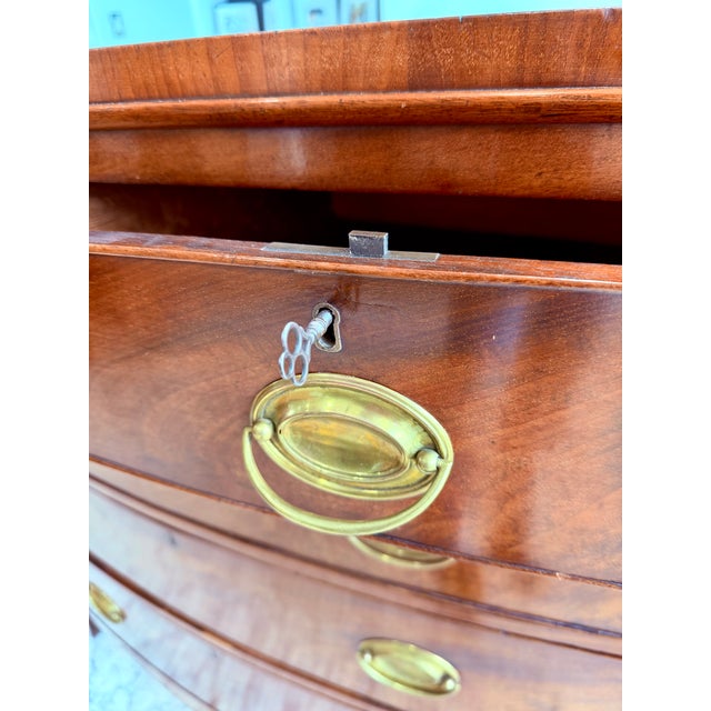 Late 18th Century Danish Bow Front Mahogany Chest With Working Key & Brass Hardware For Sale - Image 6 of 18