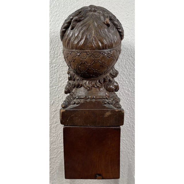 Wood Antique Carved Wood Head Young Woman Figure 18th Century French Greco-Roman Lady For Sale - Image 7 of 10