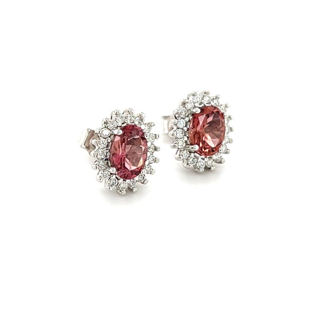 Pink Natural Tourmaline Diamond Earrings 14k Gold 1.94 TCW Certified For Sale - Image 8 of 12