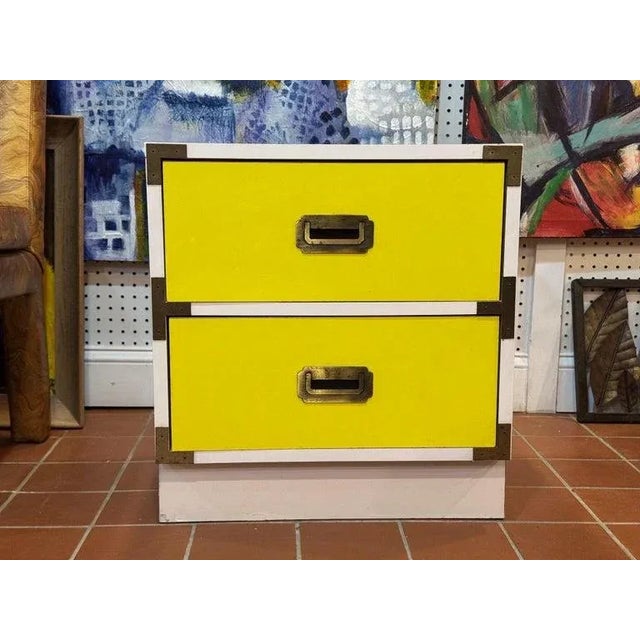 1970's Yellow and White Campaign Colormates Nightstand Attributed to Morris of California For Sale - Image 4 of 12