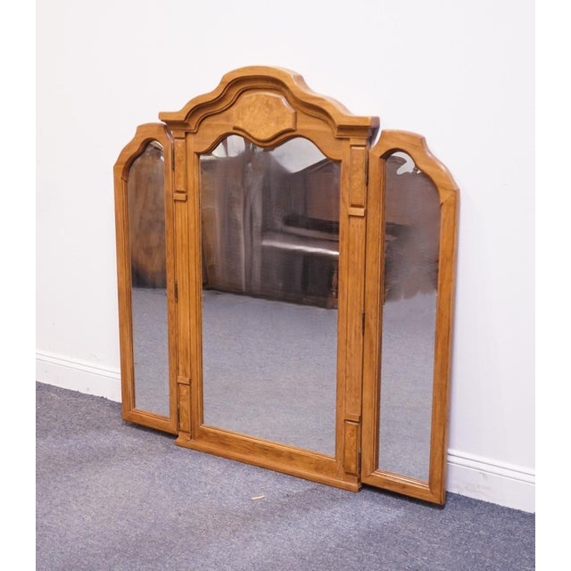 Thomasville Thomasville Furniture Serenade Collection Burled Walnut Italian Neoclassical Tuscan Style 51" Tri-View Mirror 21211-260 For Sale - Image 4 of 7