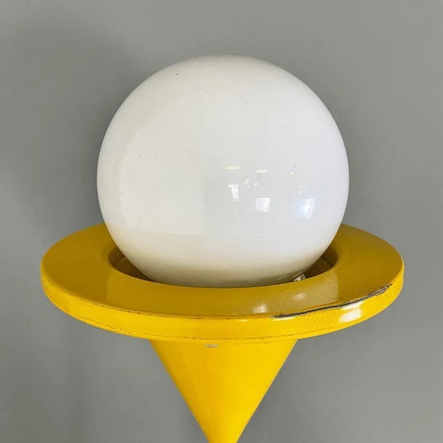 Metal Italian Modern Yellow Metal Thin Floor Lamp, 1980s For Sale - Image 7 of 13