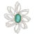 Real 7.25 CTW Diamond 7.5 CTW Emerald Floral Brooch in 18k Solid Gold For Sale
