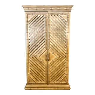 Mid 20th Century Mid Century Modern Chinoiserie Faux Bamboo Bar Cabinet For Sale
