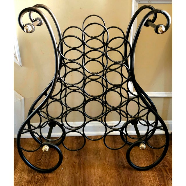 Late 20th Century 20th Century French Wrought Iron and Brass Wine Rack For Sale - Image 5 of 8