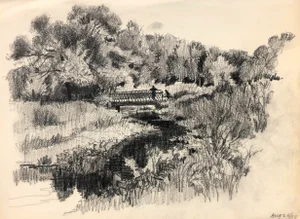1938 Norman Kent Landscape Drawing