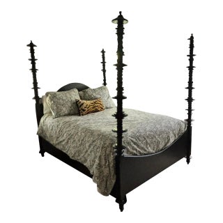 Noir Ferret Solid Wood Four Poster Bed For Sale