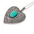 Late 19th Century Victorian Turquoise Diamond Silver Heart Pendant Necklace For Sale - Image 4 of 6