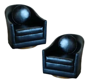 1950s Harvey Probber Leather Barrel Back Swivel Chairs - a Pair