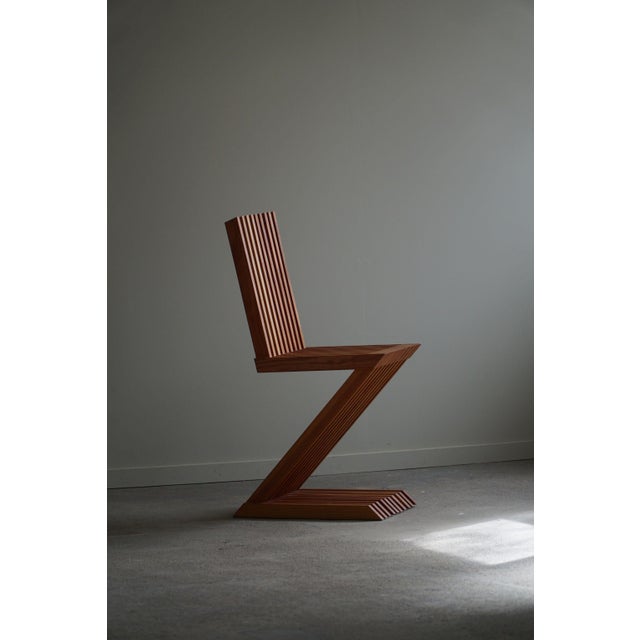 Scandinavian Sculptural Zig Zag Chair in Pine, 1980s For Sale - Image 13 of 18