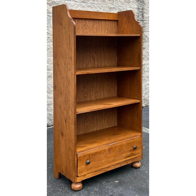 Farmhouse Broyhill Attic Heirlooms Fatmhouse Oak Bookshelf For Sale - Image 3 of 10