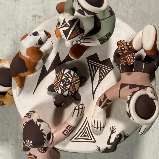 2000 - 2009 Marilyn Ray Acoma Native Friendship Polychrome Ceramic Sculpture, Signed (2008) For Sale - Image 5 of 12