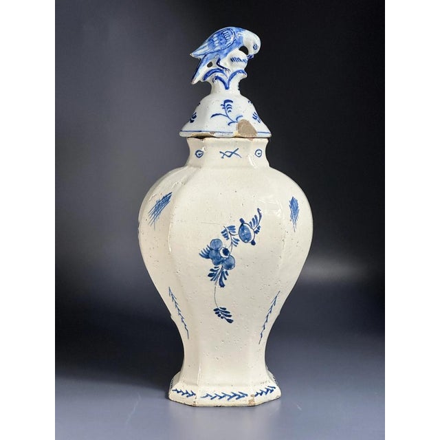 Antique Dutch Delft Blue and White Vase, 1770 For Sale - Image 4 of 11